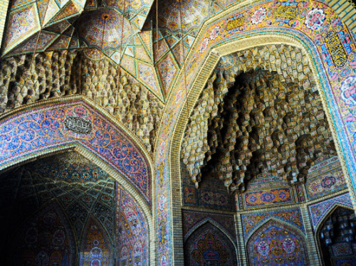 Iran Shiraz Nasir Al Mulk Mosque Ceiling