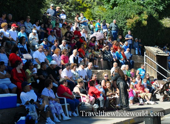 Visitors gathered outdoors in the historic mining town of Jerome, Arizona