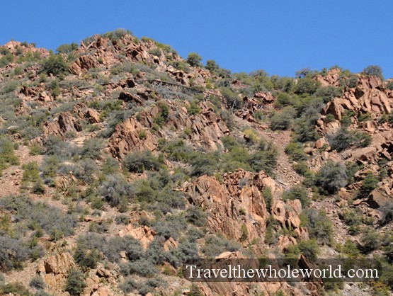 Abandoned mining track built along the mountainside near Jerome, Arizona