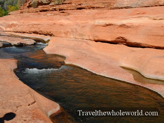 Natural rock water slide at Slide Rock near Sedona, Arizona