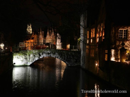Belgium Bruges Canals Night