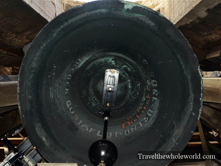 Historic bell inside the Belfry of Bruges