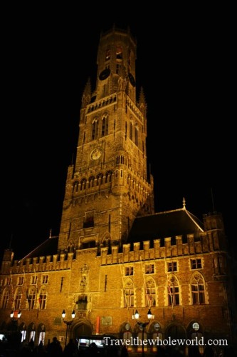 Belgium Bruge Grote Markt Belfry Night