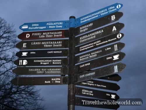 Finland Helsinki Suomenlinna Fortress Signs
