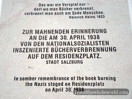 Austria Salzburg Nazi Book Burning Memorial