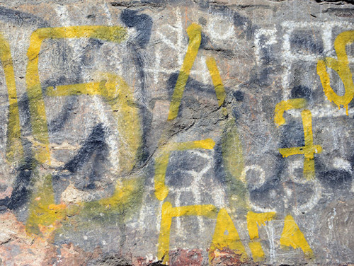 Kyrgyzstan Osh Sulaiman-Too Sacred Mountain Graffiti