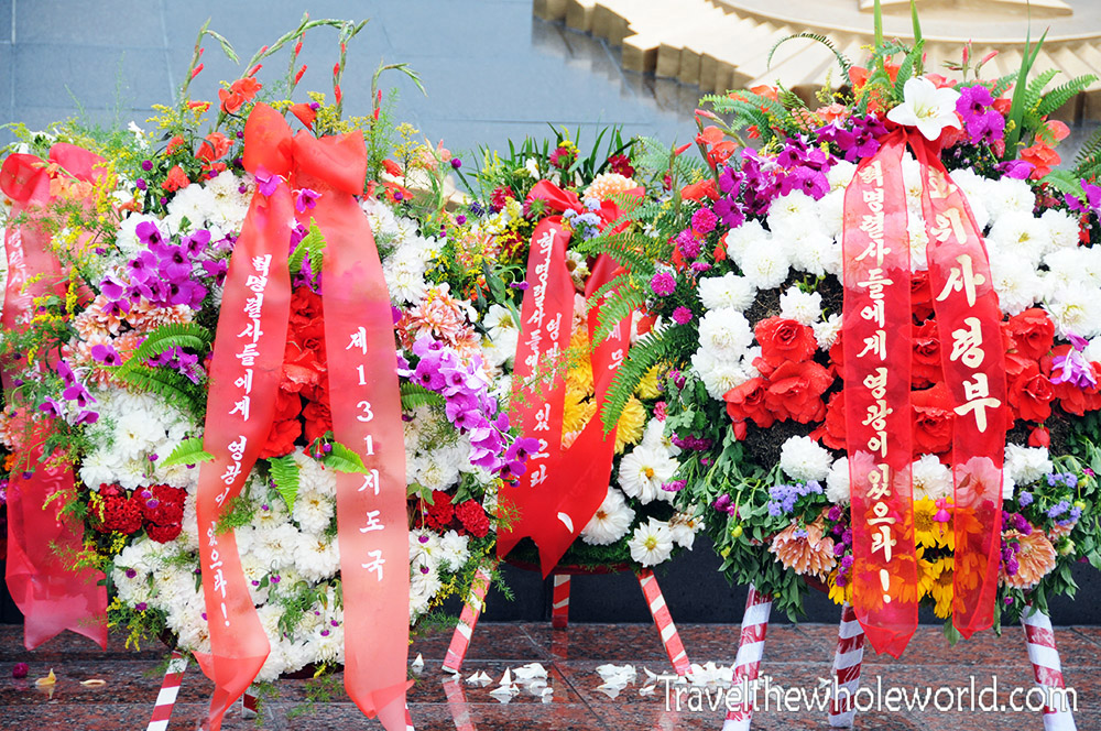 North Korea Pyongyang Martyr's Cemetery Flowers