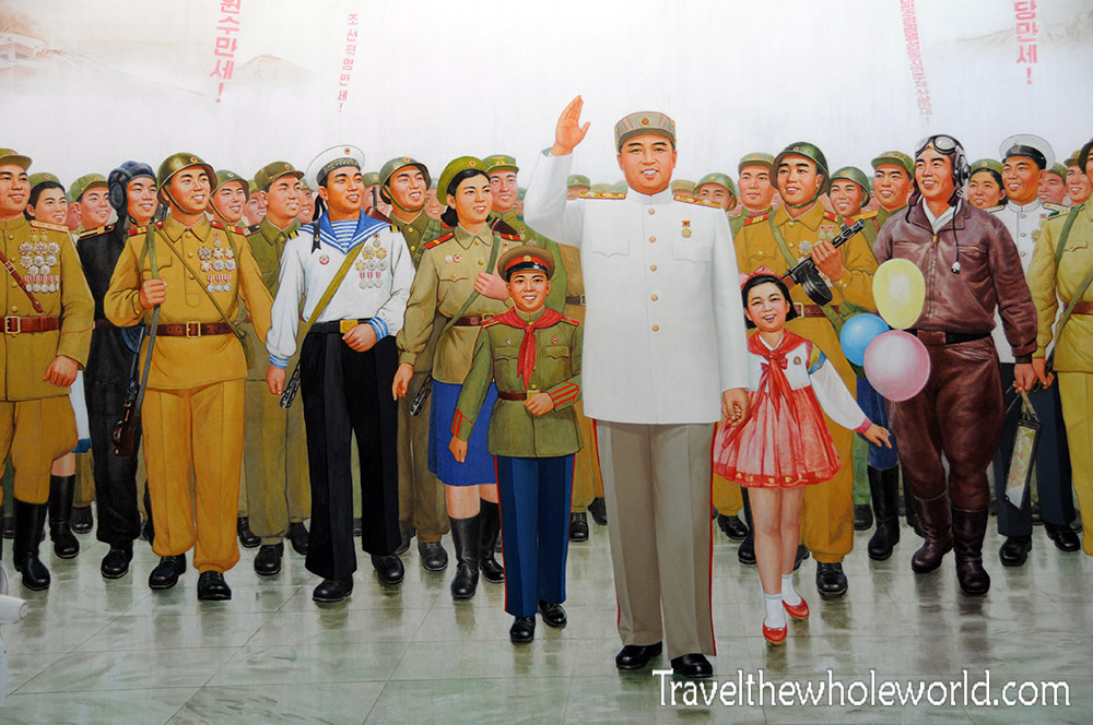 North Korea Pyongyang War Kim Il Sung's Return Mural