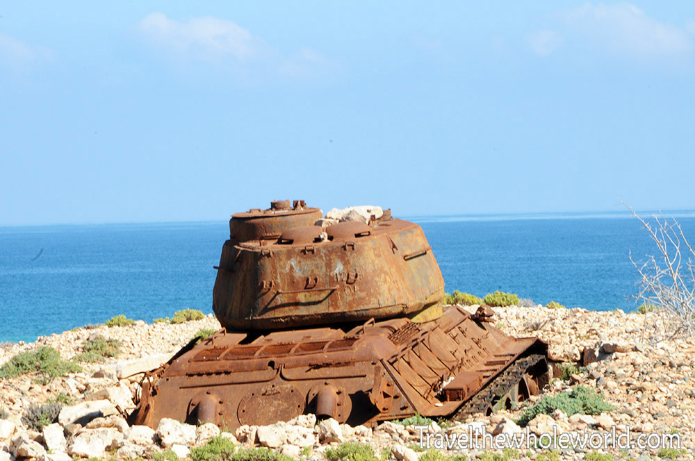 Abandoned coastal tank on Socotra