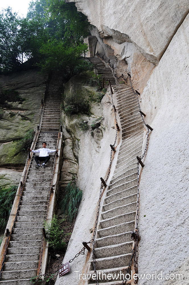 How Easy or Difficult it is to Climb the Steep Staircase of the Steepest Mountain in HuaShan, China?
