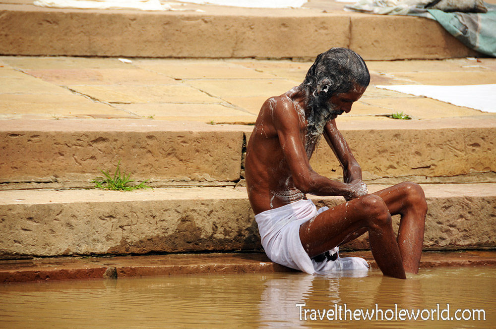 India Varanasi Ganges Bath