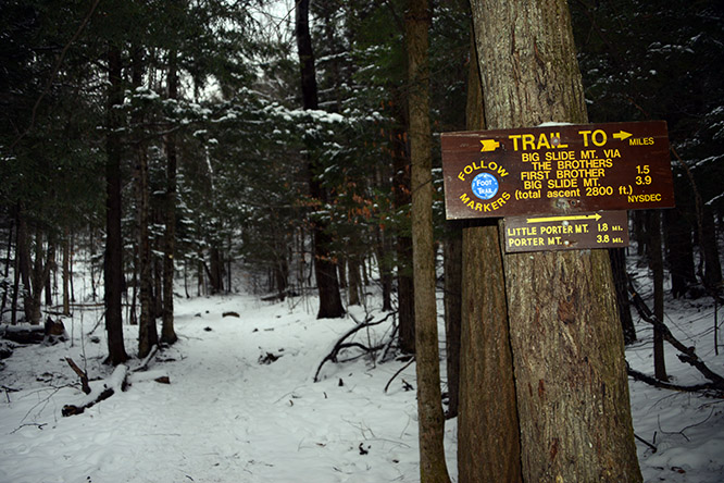 New York Adirondacks Marcy Trail Marker