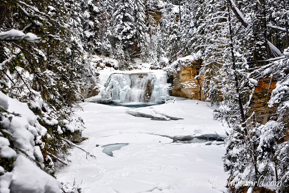 Frozen river in Johnston Canyon Banff
