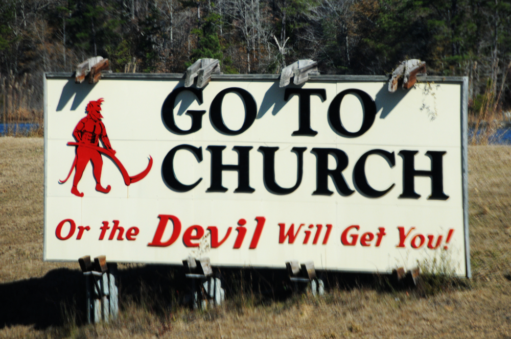 Church sign along a road in Alabama