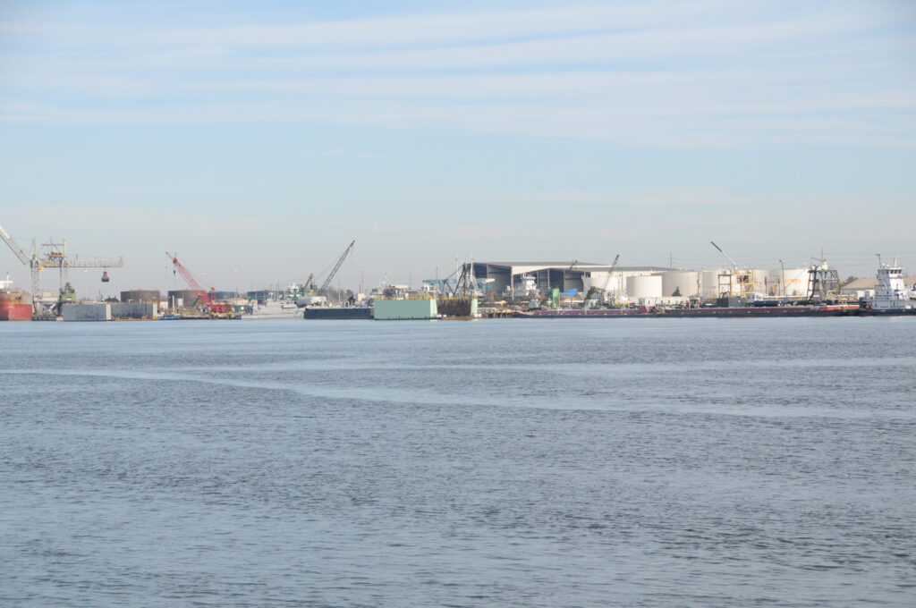 Industrial waterfront along the Mobile River in Alabama