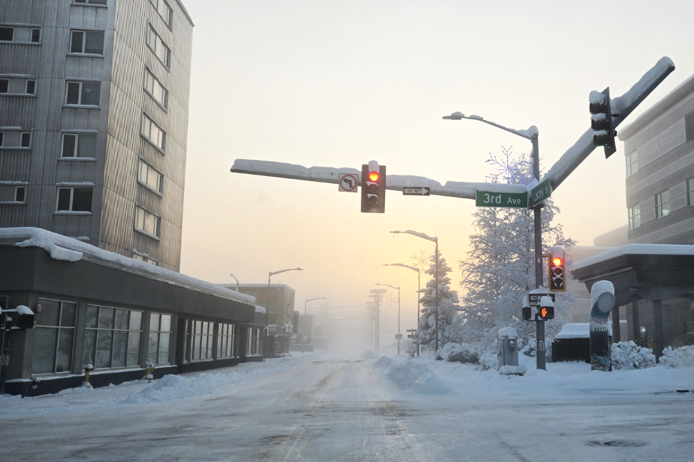 Downtown Fairbanks, Alaska during winter