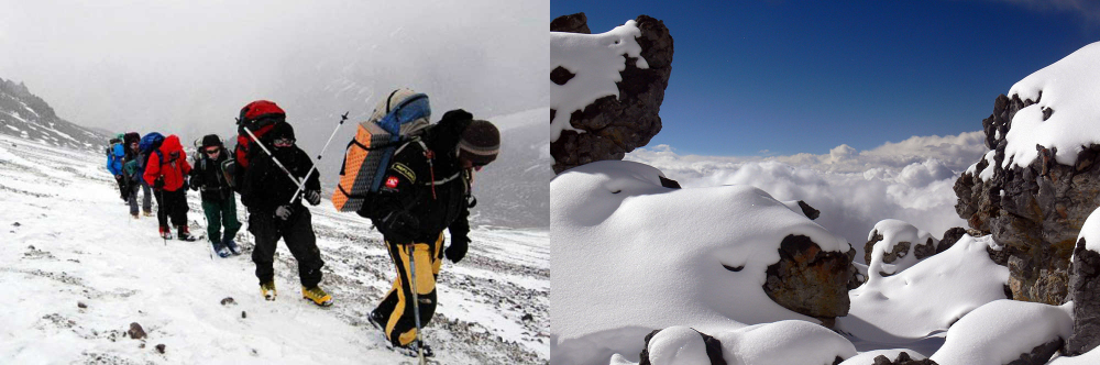 Climbing toward the summit of Aconcagua