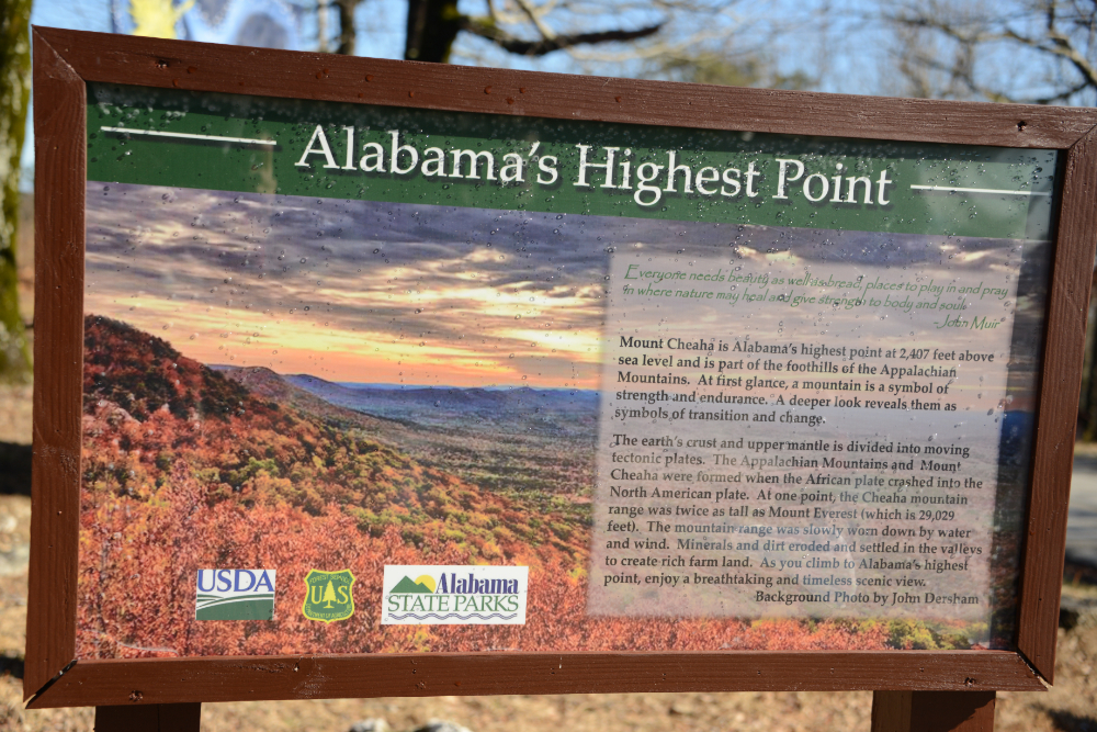 Information sign on Cheaha Mountain