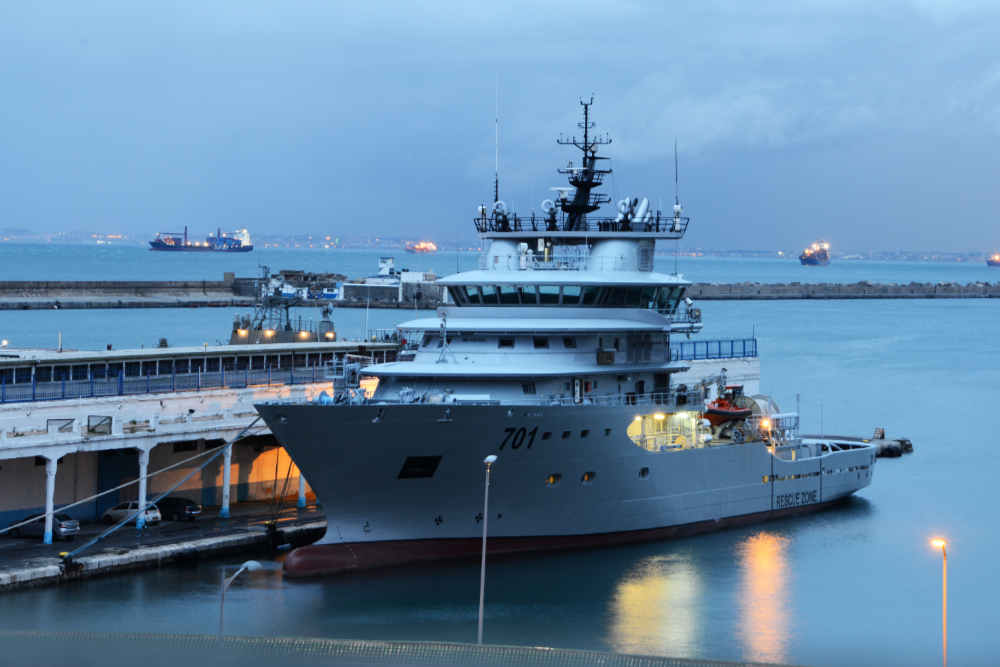Rescue ship in the harbor of Algiers