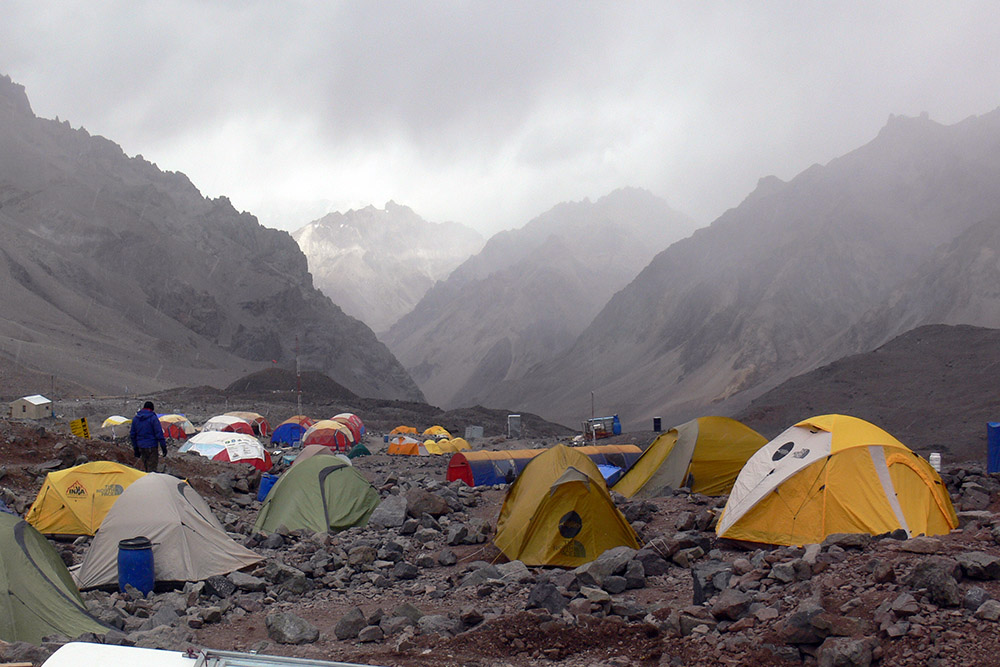 Storm clouds approaching Aconcagua Base Camp