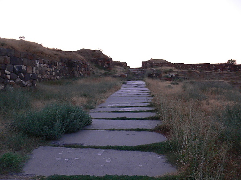 Ancient stone steps at Erebuni Fortress in Yerevan