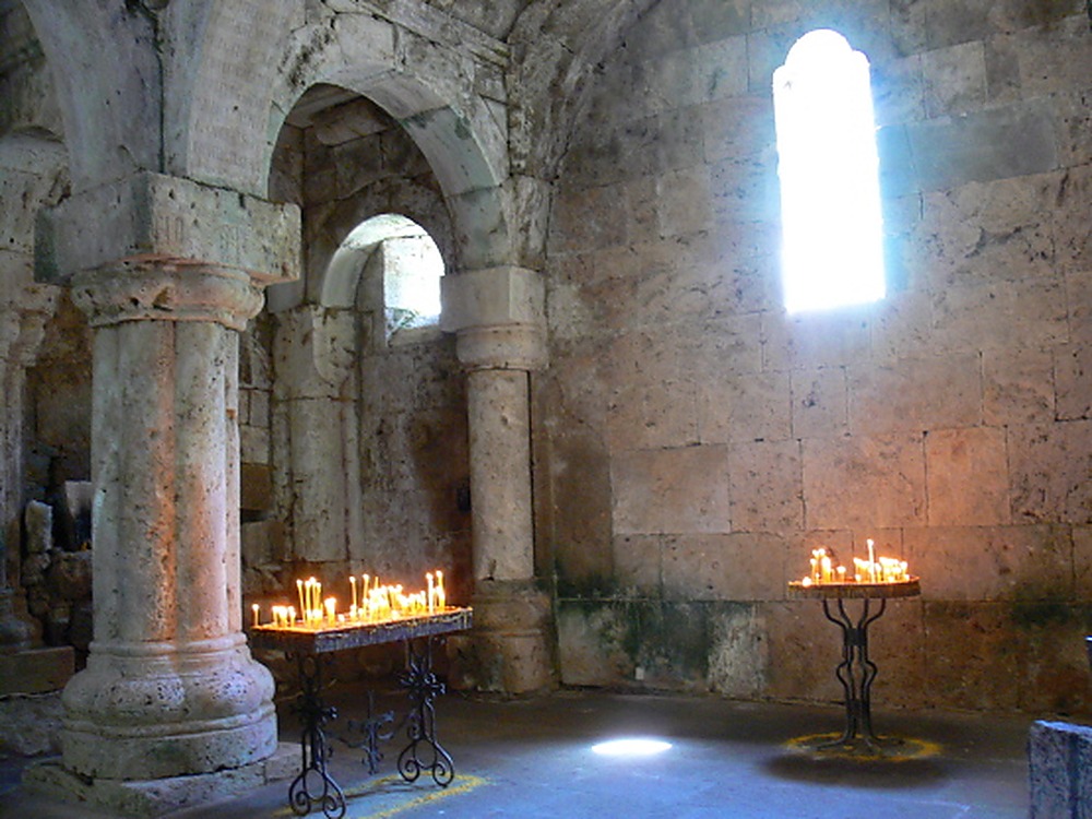 Stone interior of Haghartsin Monastery in Armenia