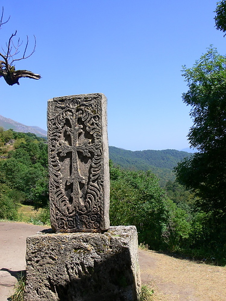 Historic carved stone at Haghartsin Monastery in Armenia