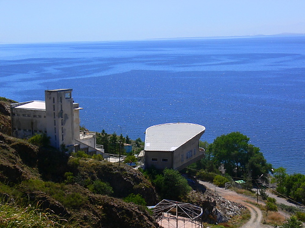 Panoramic view across Lake Sevan in Armenia