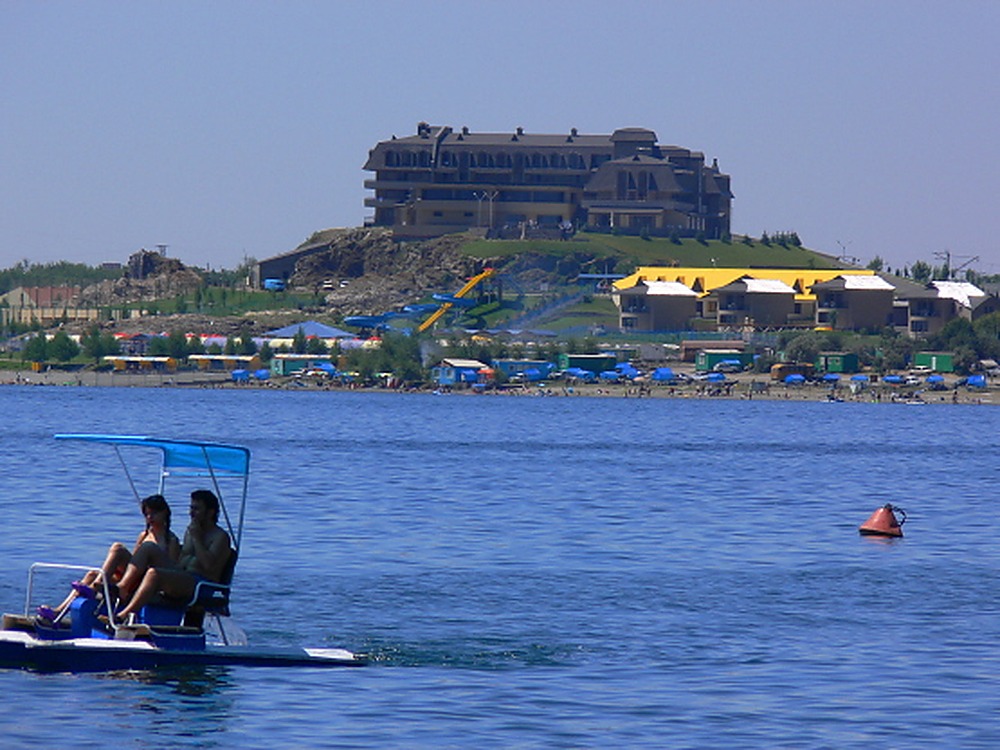 Lake Sevan and surrounding mountains in Armenia
