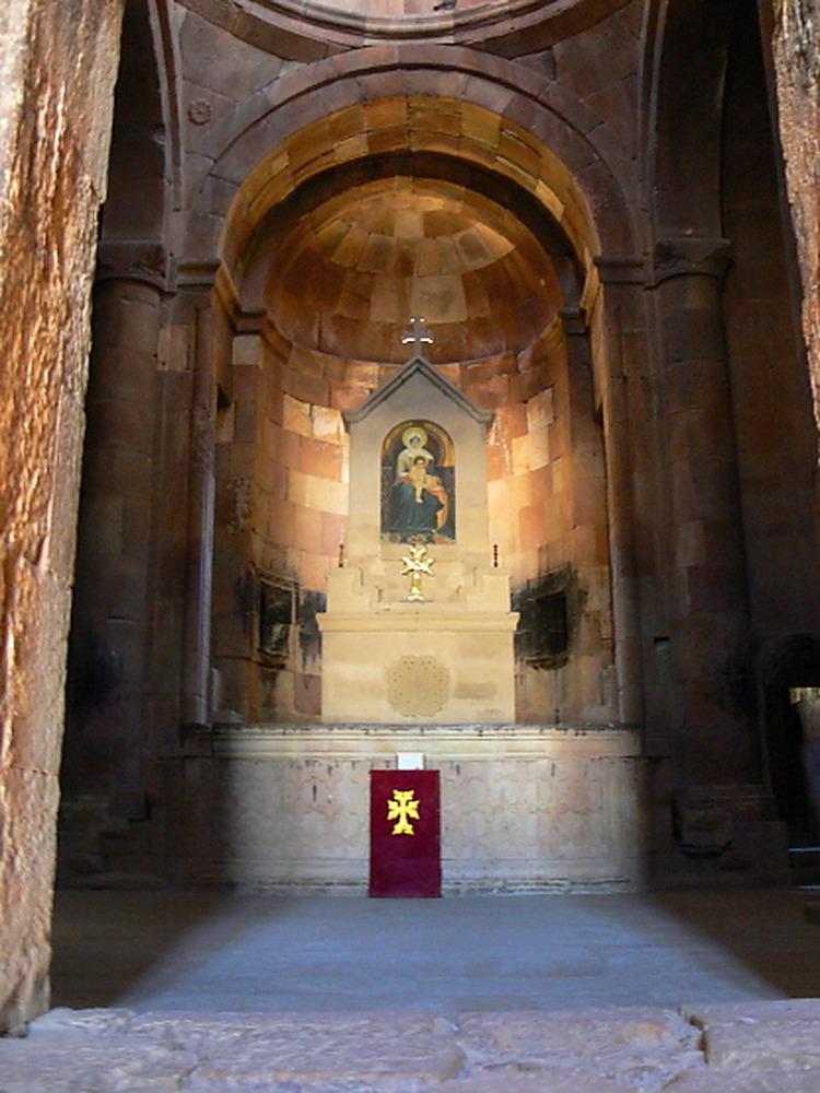 Interior of a medieval church at Noravank Monastery
