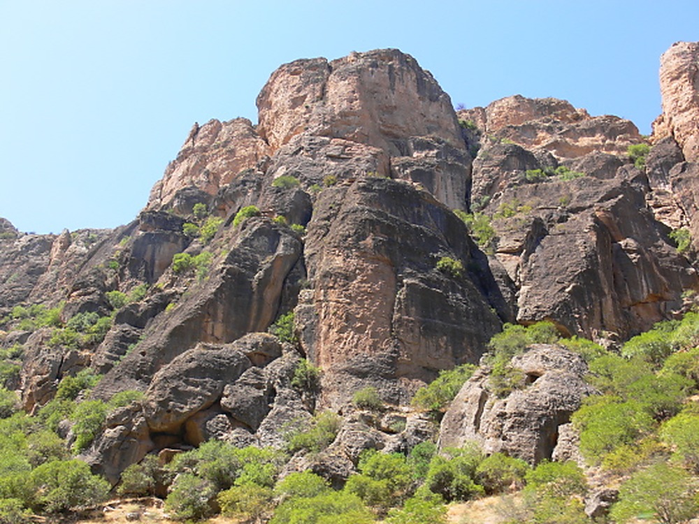 Rock formations and vegetation in the mountains of Armenia