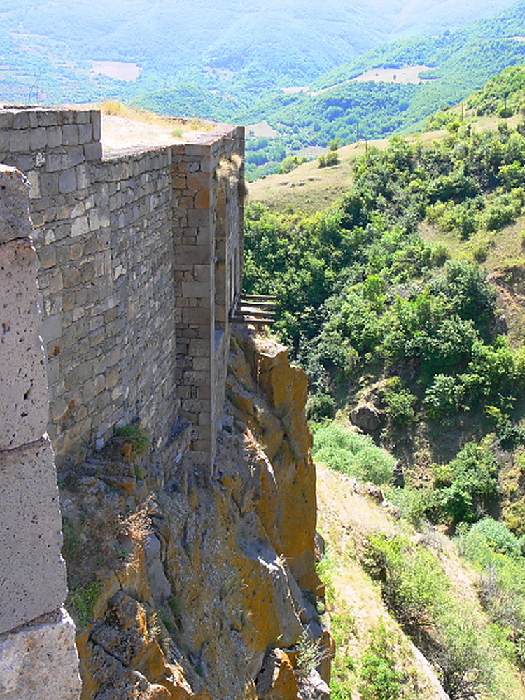 Steep mountain cliffs beside Tatev Monastery in Armenia