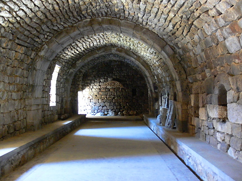 Stone hallway within Tatev Monastery in Armenia