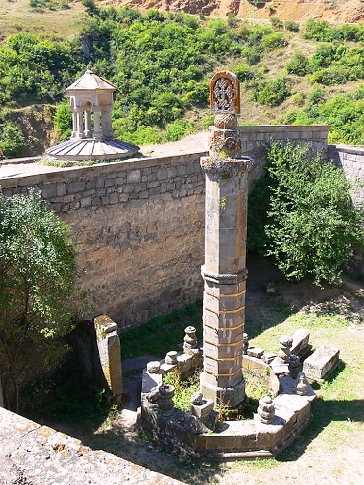 Gavazan swinging column at Tatev Monastery in Armenia