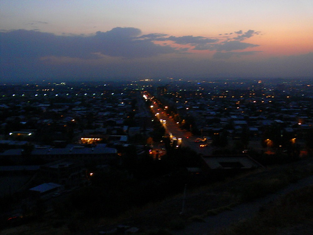 Yerevan illuminated at night