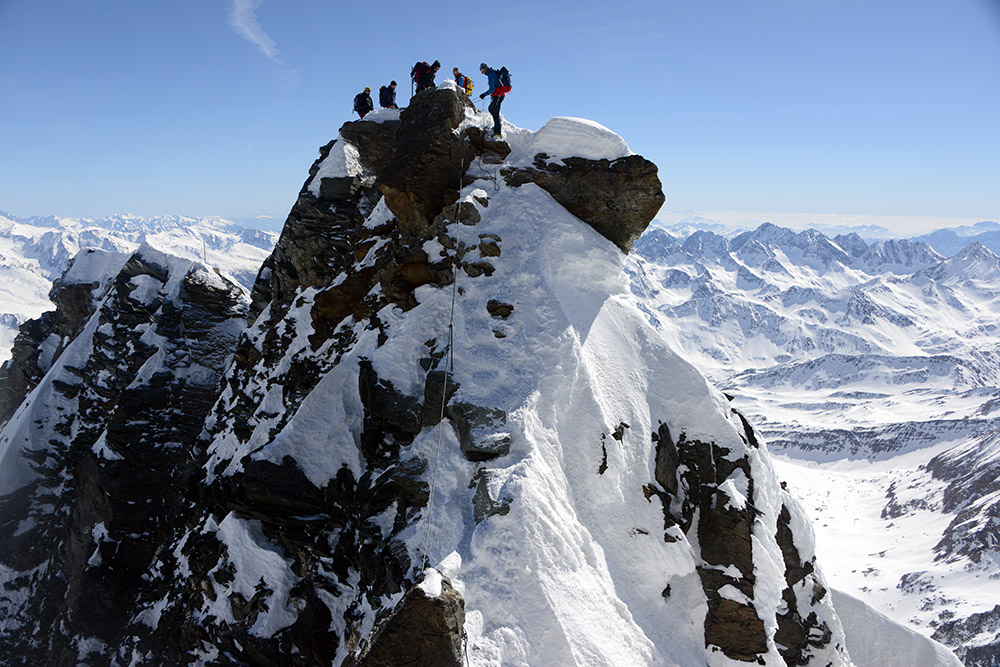 Exposed Glocknerscharte between Kleinglockner and Grossglockner