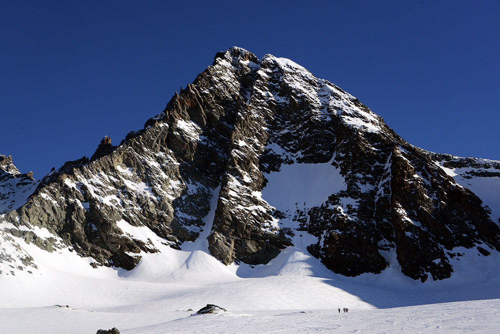 Upper slopes and summit of Grossglockner during a spring climb