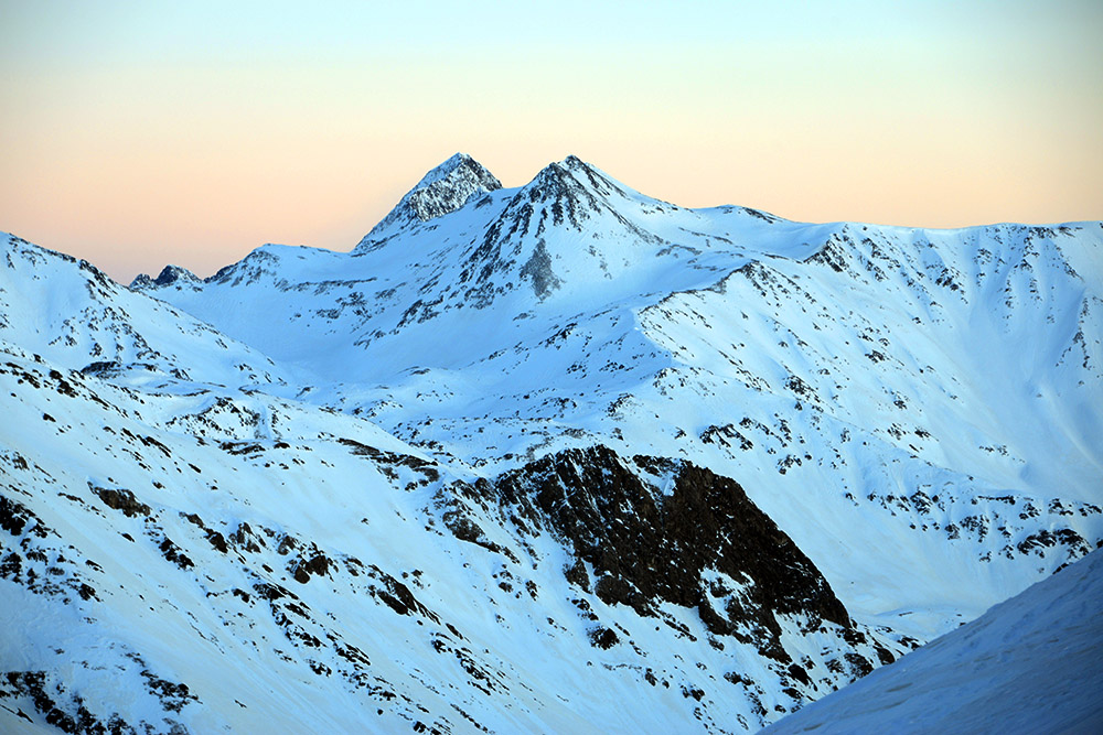 Snow-covered Austrian Alps viewed from near Stuedlhuette