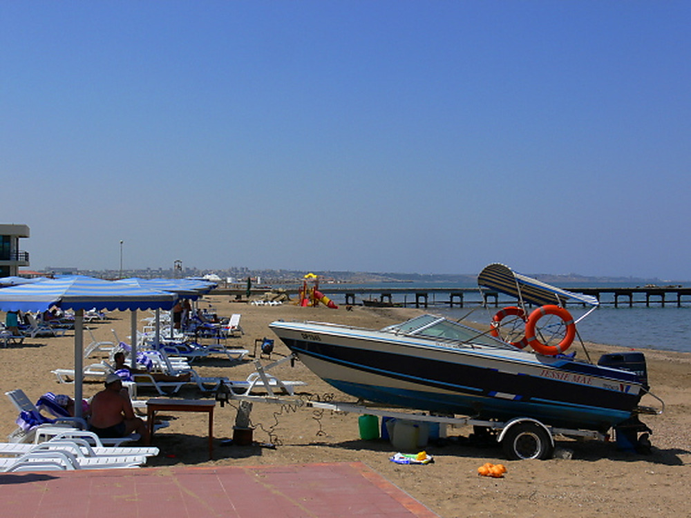 Speedboat on the Caspian Sea near Baku
