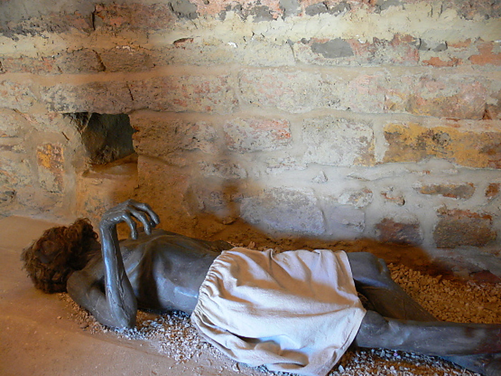 Historical display inside Ateshgah Fire Temple near Baku