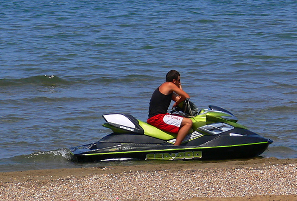 Jet skiing on the Caspian Sea near Baku