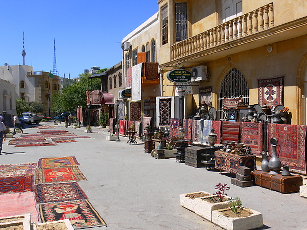 Carpets and souvenirs for sale in Baku's Old City