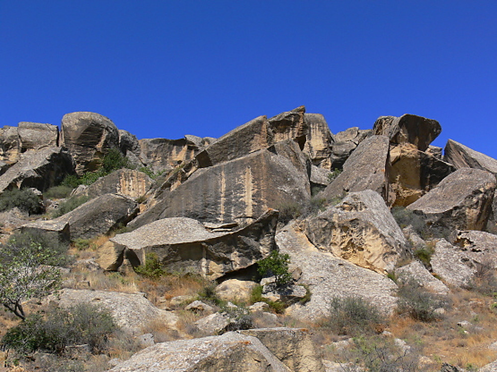 Rocky landscape of Gobustan in Azerbaijan