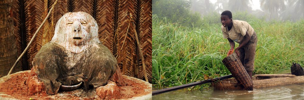 Atlantic coastline and coastal villages in Benin
