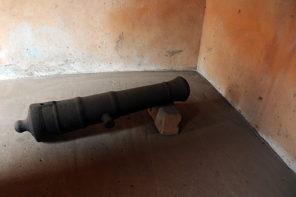 Historic cannon associated with the slave trade at the royal palace in Porto-Novo, Benin