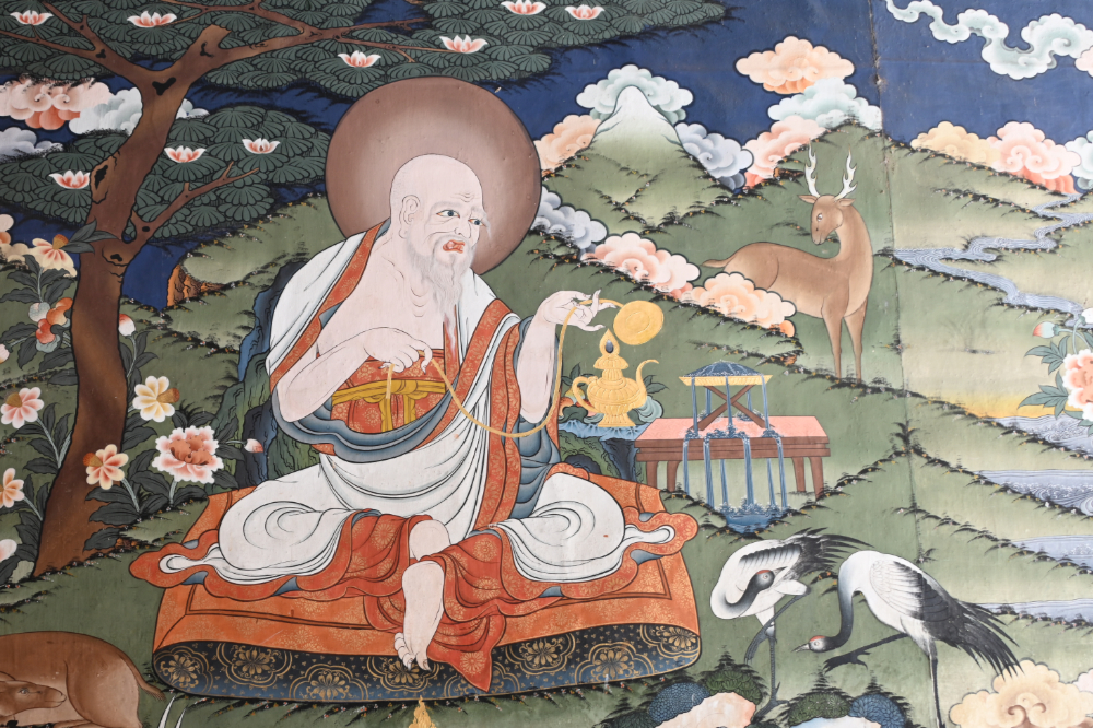 Buddhist religious artwork inside Punakha Dzong in Bhutan