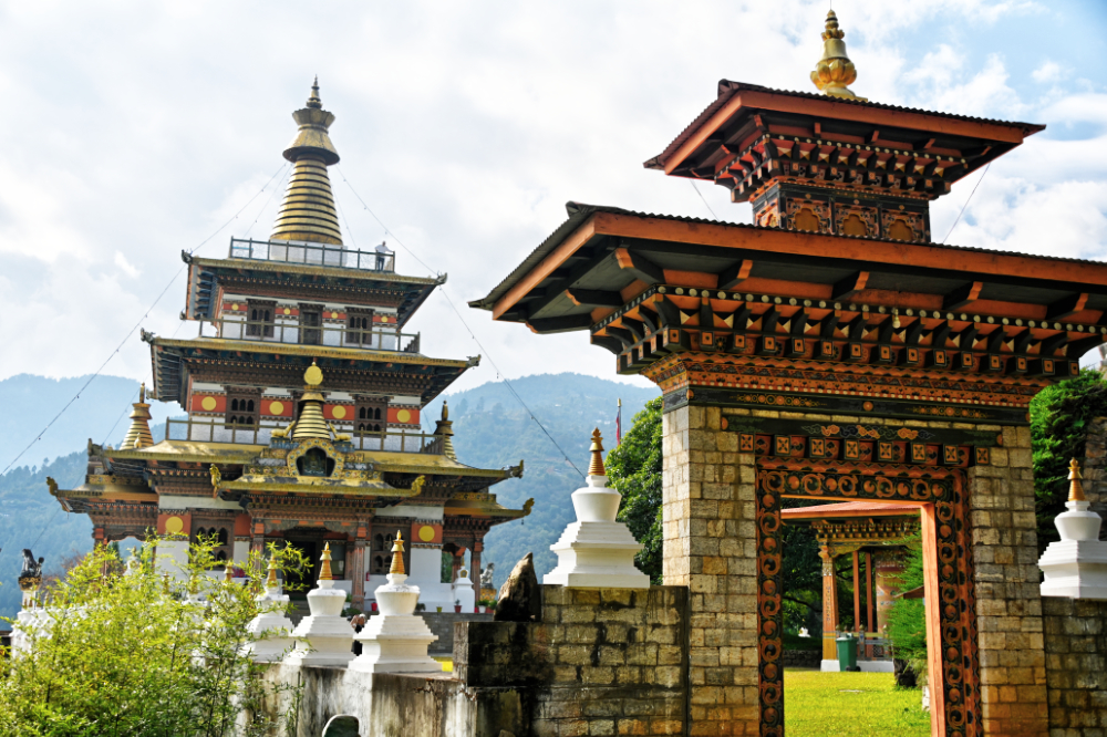 Buddhist temple at a nunnery overlooking Punakha, Bhutan