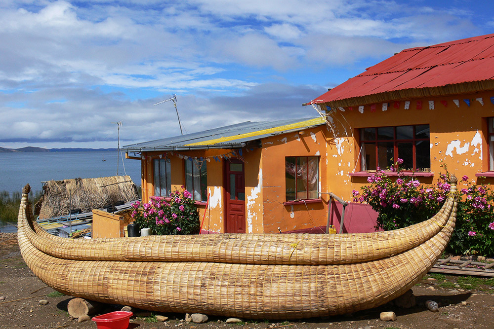 Traditional reed boat at Lake Titicaca