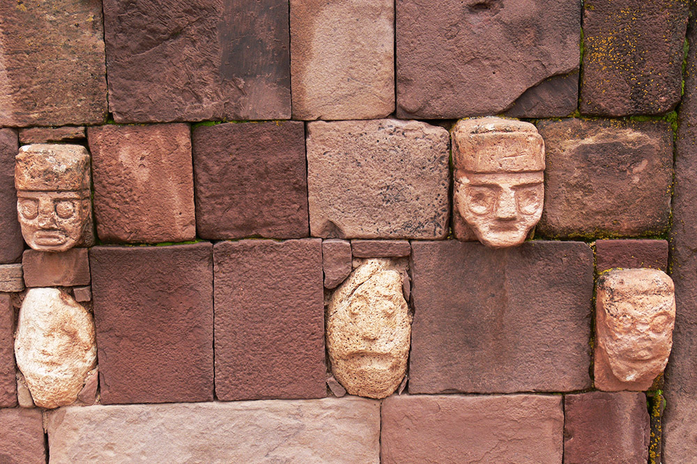 Carved stone tenon heads at Tiwanaku