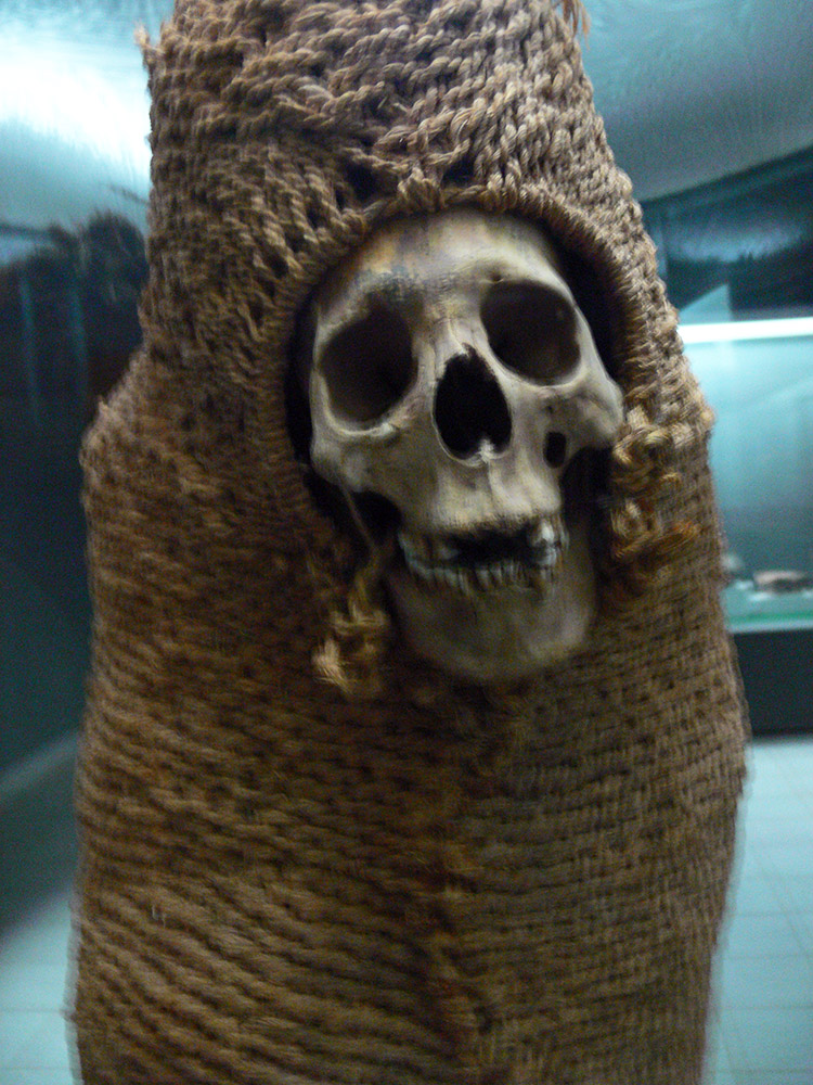 Preserved human remains displayed at Tiwanaku